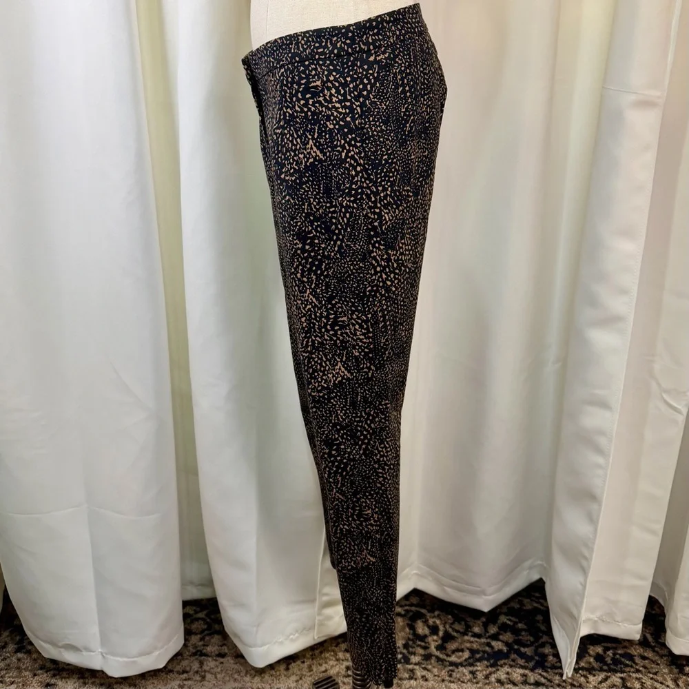 Etcetera Tan & Black Abstract Speckled Print Slim Leg Zip Hem Trousers Size 0 - Picture 6 of 14
